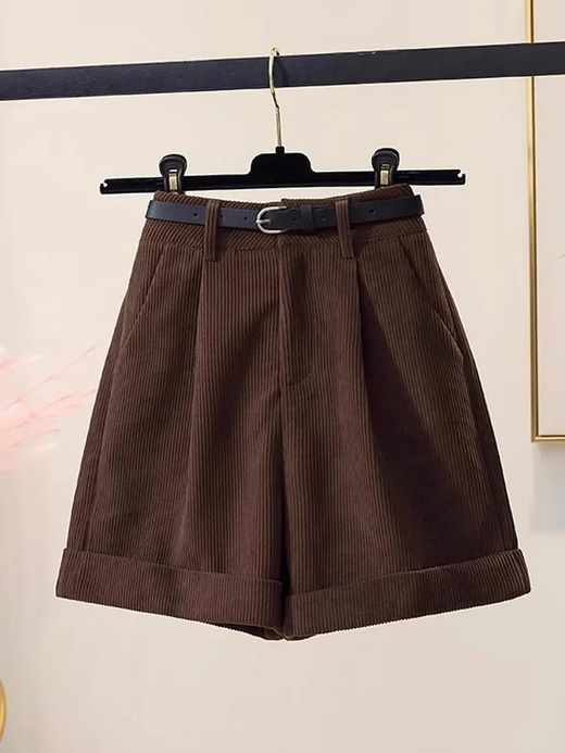 Shorts de veludo emagrecedor cintura alta feminino, cor café, calças botas na moda, outono e inverno, nova chegada, 2023