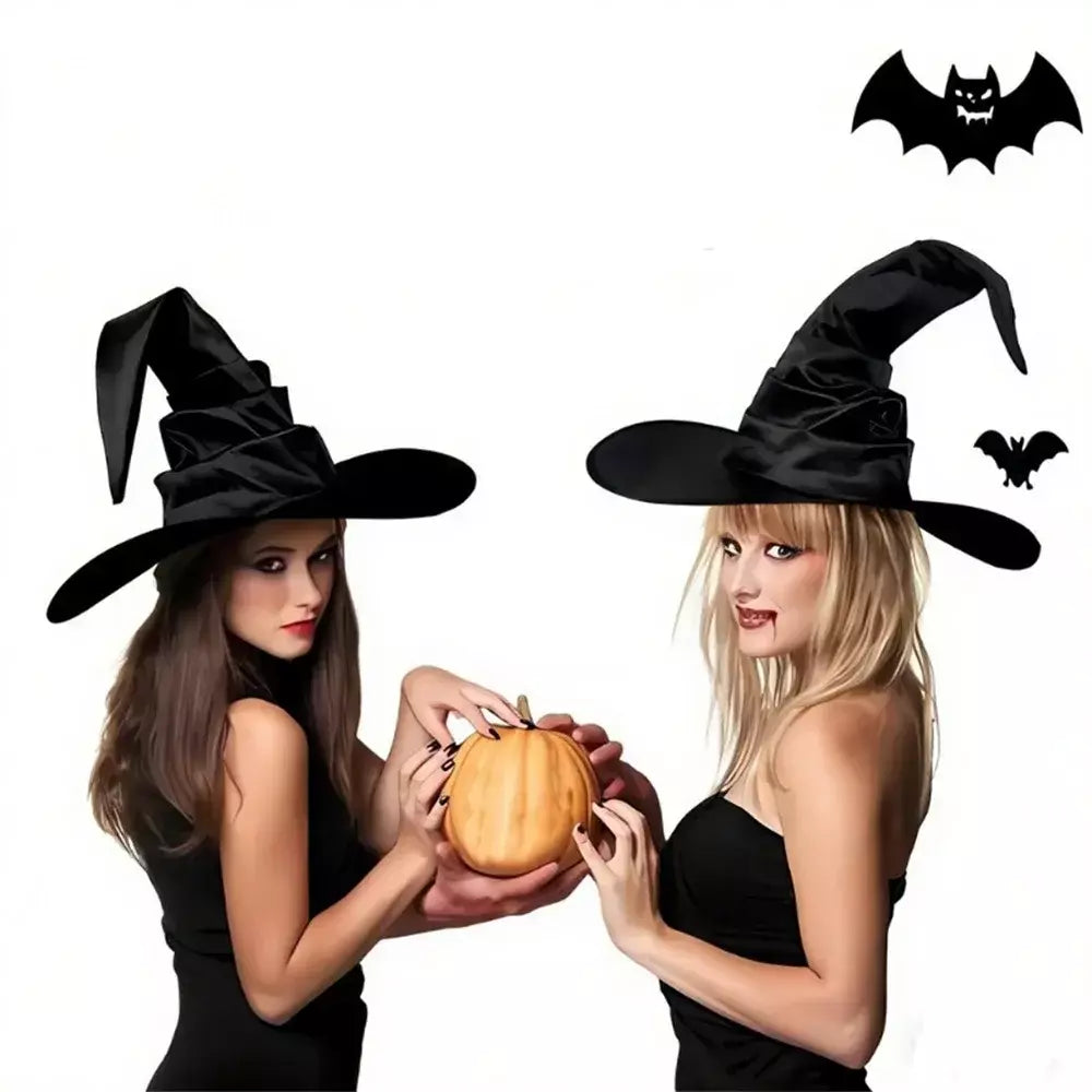 Halloween dobras bruxa feiticeiro chapéu preto festa cosplay traje chapelaria diabo boné adereços traje feminino acessório para festa cosplay
