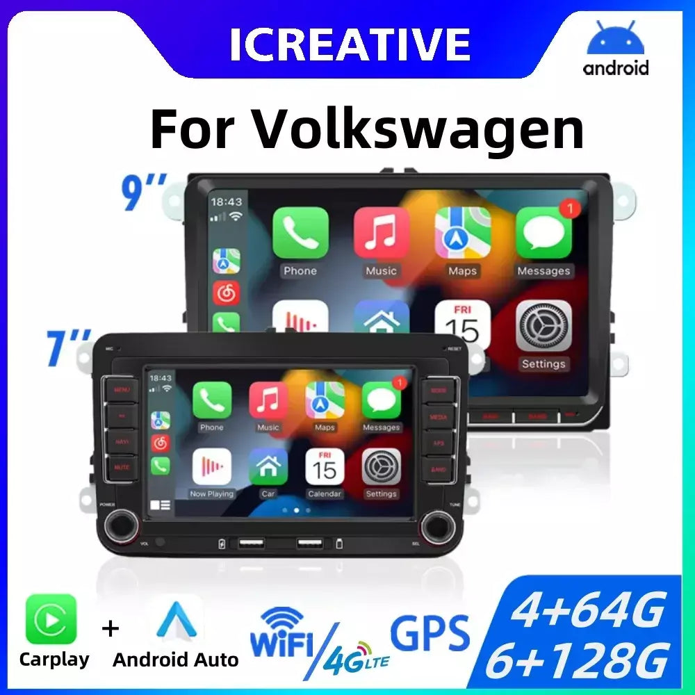 2din rádio do carro android para volkswagen golf 5 6 polo passat b6 b7 cc skoda jetta universal multimídia carplay wifi navegação gps