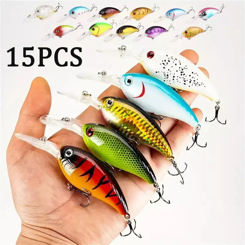 Conjunto de crankbaits cores misturadas isca 10cm/14g isca de pesca minnow wobbler manivela jerkbait baixo swimbait ganchos agudos nadar equipamento duro