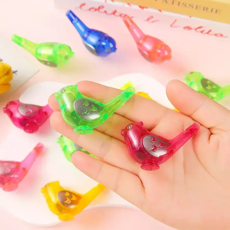 30 pçs colorido mini pássaro plástico apitos de água fabricante de ruído brinquedos para crianças festa de aniversário favores chá de bebê presente pinata enchimentos