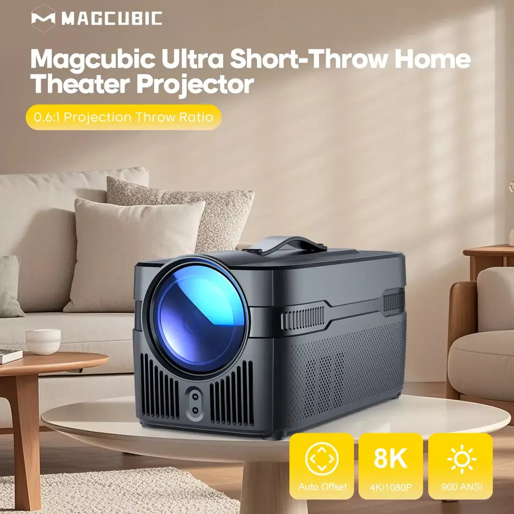 Magcubic 900ANSI HY450 C Projetor de foco automático 8K 1080P Ultra Short Throw Allwinner H716 BT5.4 Auto Offset Home Theater Voz