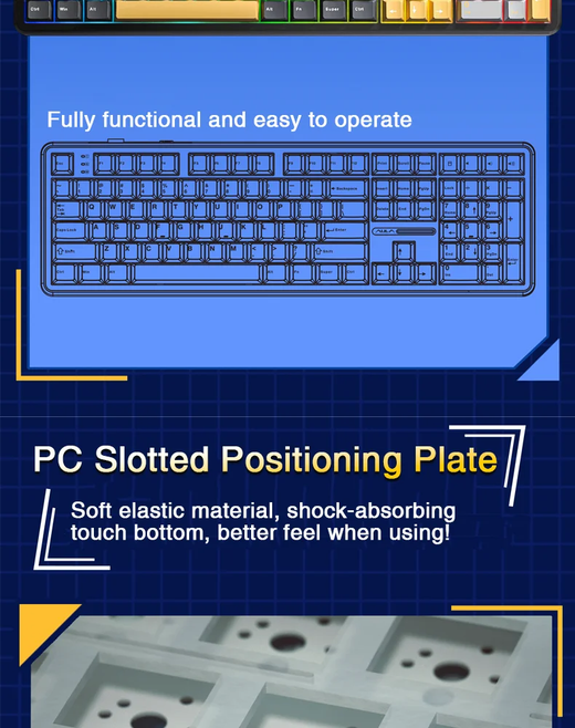 Teclado AULA F108 100% Layout 1K Taxa de pesquisa Mecânico Teclado para jogos Interruptor linear permutável quente com software macro
