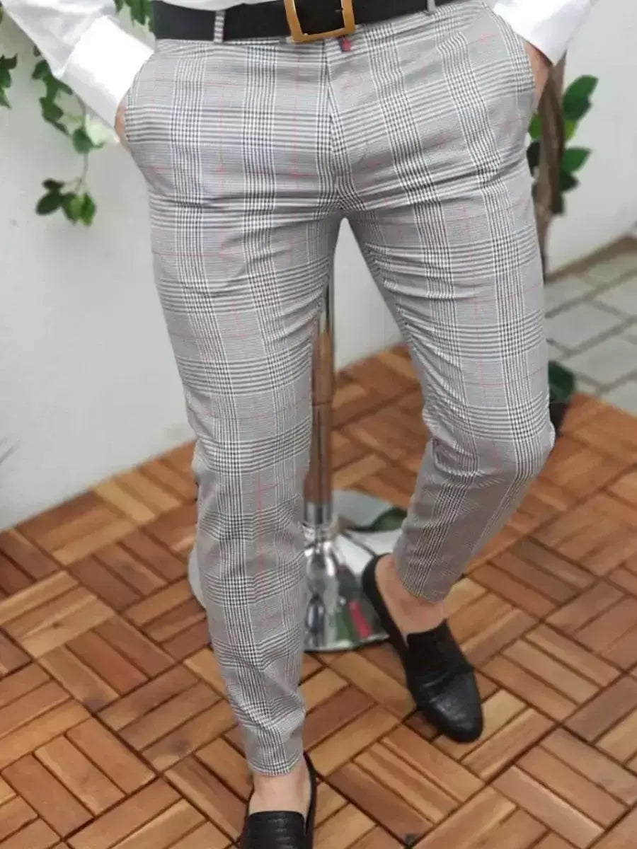 Calça esportiva longa elástica masculina, terno da moda, calça de negócios, nova primavera, verão, outono