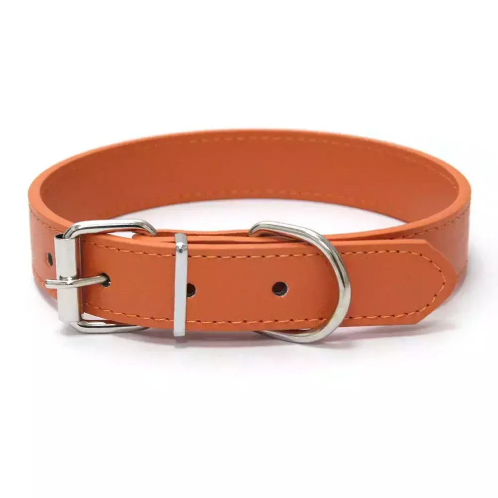 Coleira de couro para cachorro, cor sólida, ajustável, gato, filhote de cachorro, alça de pescoço, adequada para cães médios e pequenos, suprimentos para animais de estimação