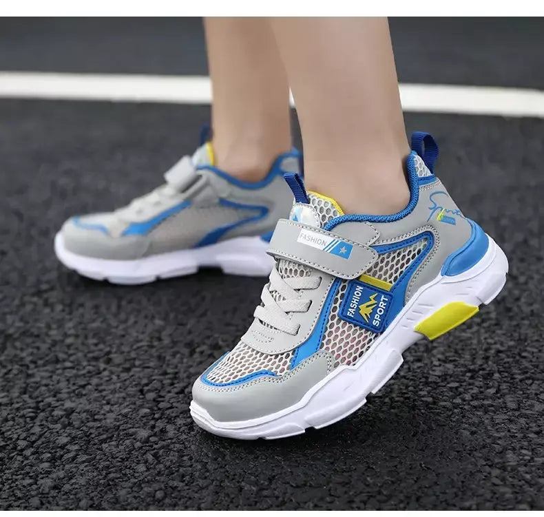 Única rede crianças sapatos meninos tênis verão respirável superfície antiderrapante meninas tênis casuais esportes correndo sapatos ao ar livre