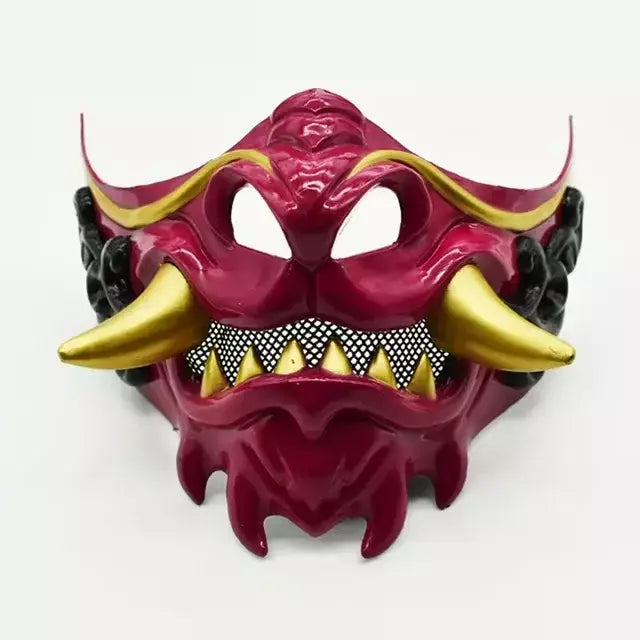 Halloween japonês samurai fantasma diabo máscara halloween diabo guerreiro role play horror diabo guerreiro prajna assassino máscara grossa