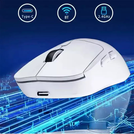 Mouse para jogos sem fio leve, sensor óptico 2.4G USB-C Bluetooth DPI PAW3395, adequado para PC/laptop/Win/Mac.