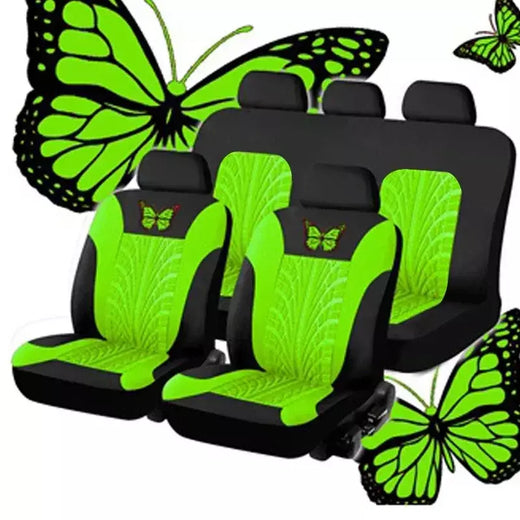 Conjunto completo de capa de assento de carro, conjunto universal de capa de assento de carro bordado com padrão de borboleta