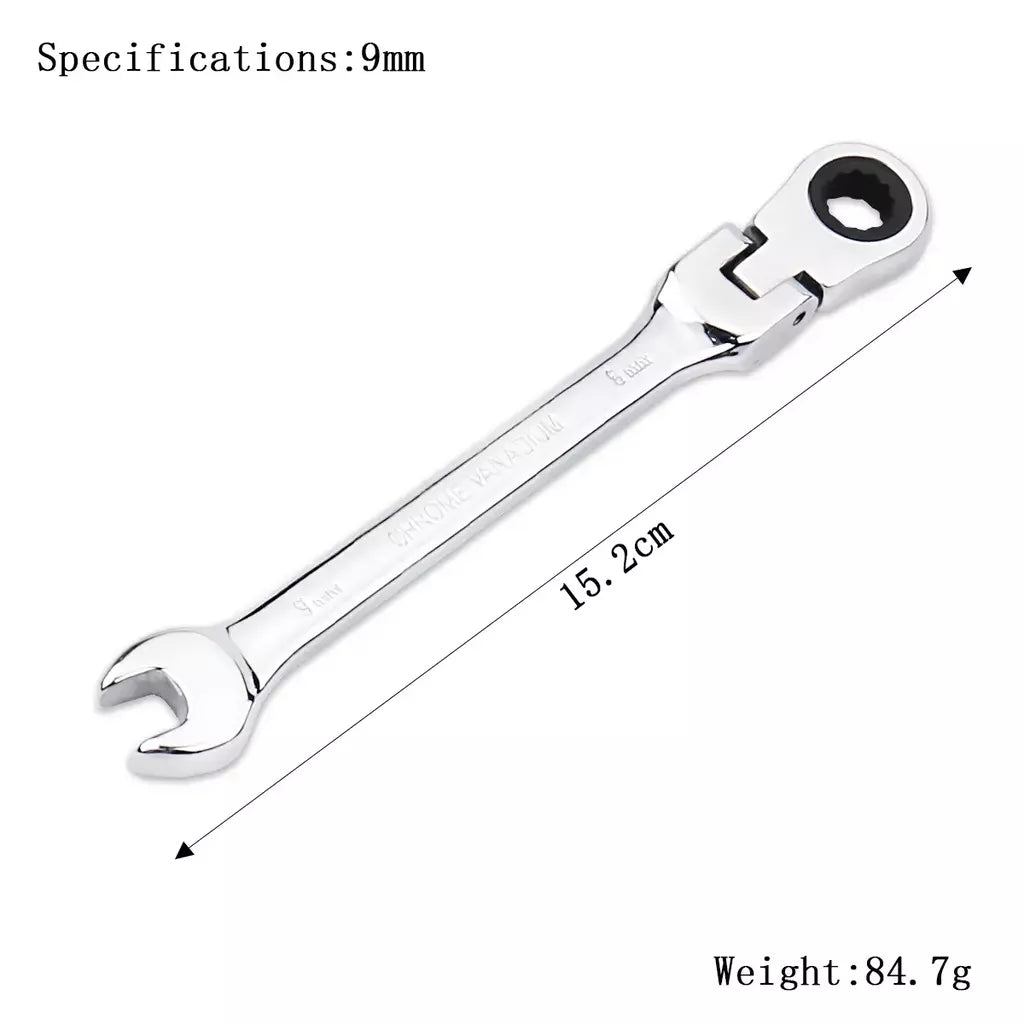 Chave de catraca de chaves, conjunto de ferramentas manuais, catraca de 72 dentes, cabeça flexível, acabamento espelhado, 6mm-27mm, reparo automático e doméstico, 1 peça