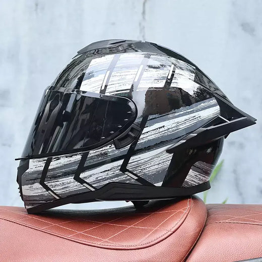 Capacete de motocicleta, capacete integral de espelho duplo masculino e feminino, carro esportivo de motocicleta, capacete integral para todas as estações