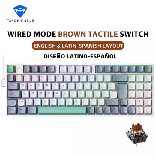 Machenike-K500 Teclado mecânico para jogos, Teclado com fio, Hot Swappable, 94 teclas, RGB Light, Mac, Windows