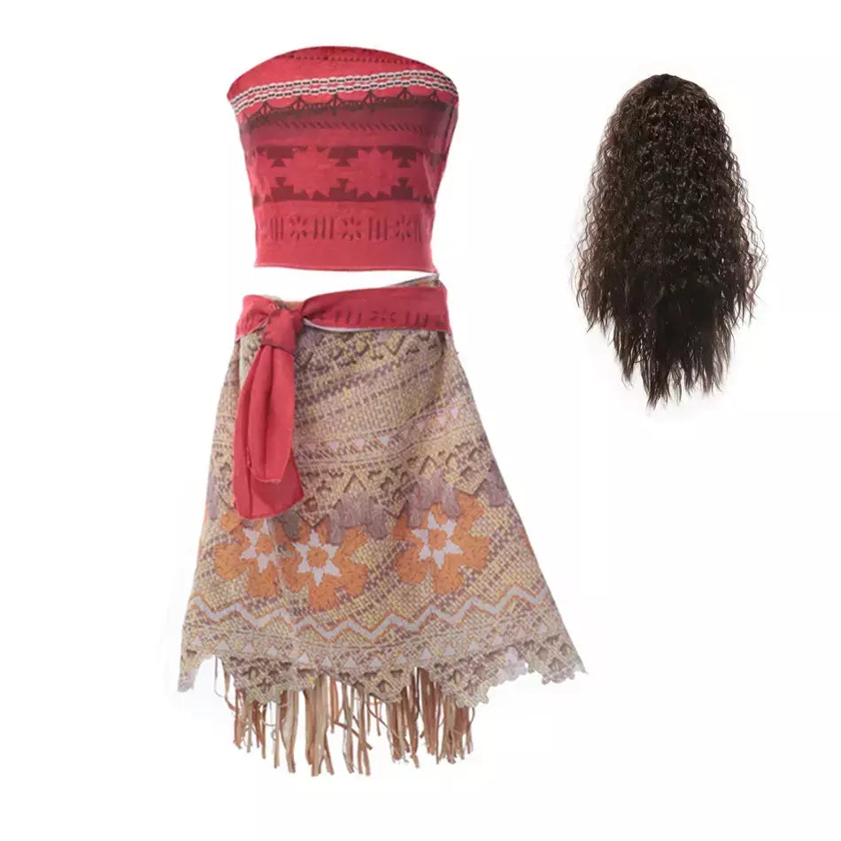 Meninas roupa cosplay traje das crianças festa vestido de princesa verão casual praia vestido colar peruca conjunto vestidos de festa para meninas
