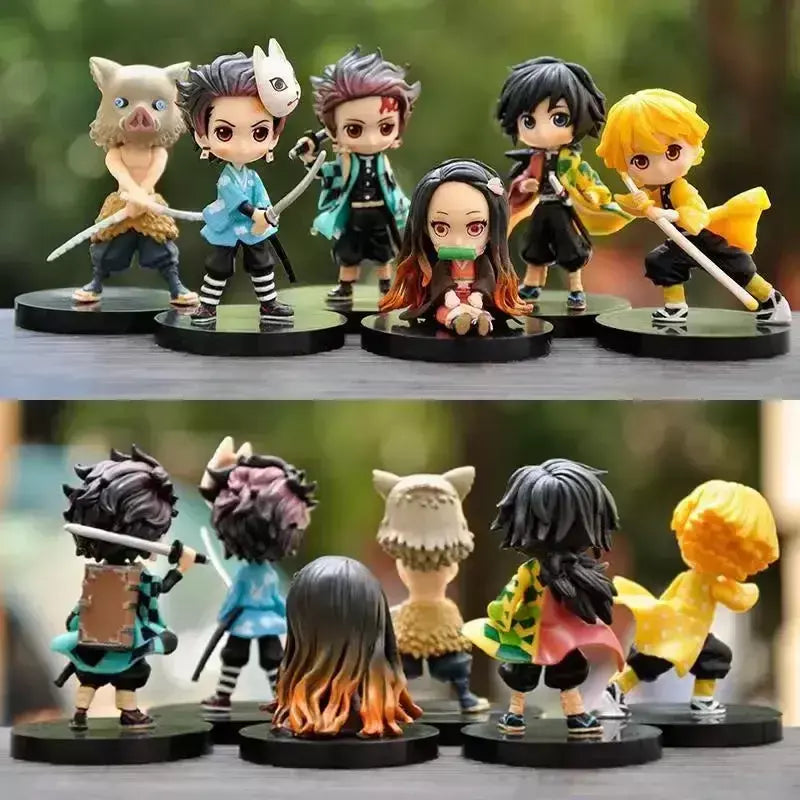 6 pçs/set 6cm Anime Demon Slayer Boneca Brinquedo Q Posket Kimetsu No Yaiba Kamado Tanjirou Kamado Nezuko Agatsuma Figuras de Ação Presentes
