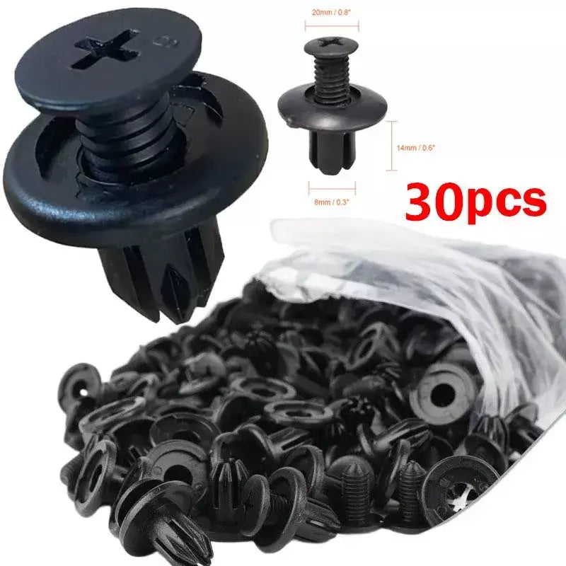 5/100 pçs 8mm rebites de plástico fixadores parafuso pára-choque do carro preto rebite clipes fixadores do carro para toyota focus kia nissan yamaha