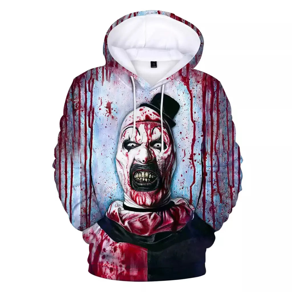 Terrifier 2 personagem assustador impressão 3d hoodies homens hip hop streetwear moletom pullovers harajuku fatos de treino topos roupas masculinas