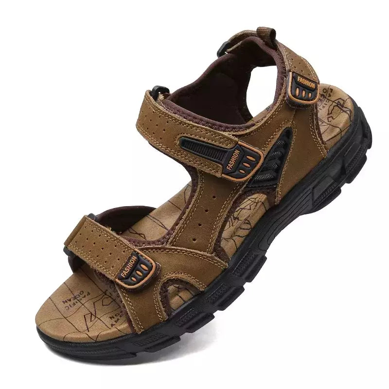 Sandálias masculinas de couro para menino, sapatos de grife da moda, verão, marca original, 2024