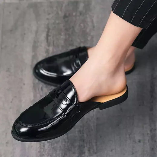 Nova Chegada All-match Muller Sapatos Homens Moda De Couro Metade Chinelo Homens Verão Mocassins Flats Chinelos para Sapatos Dos Homens Ao Ar Livre