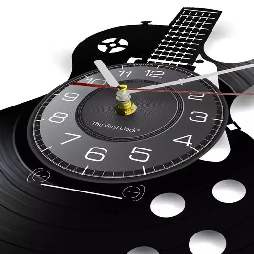 Guitarra acústica Wall Art Relógio, Instrumento Musical, Home Interior Wall Decor, Disco de vinil Relógio, Rock n Roll Presente Musical