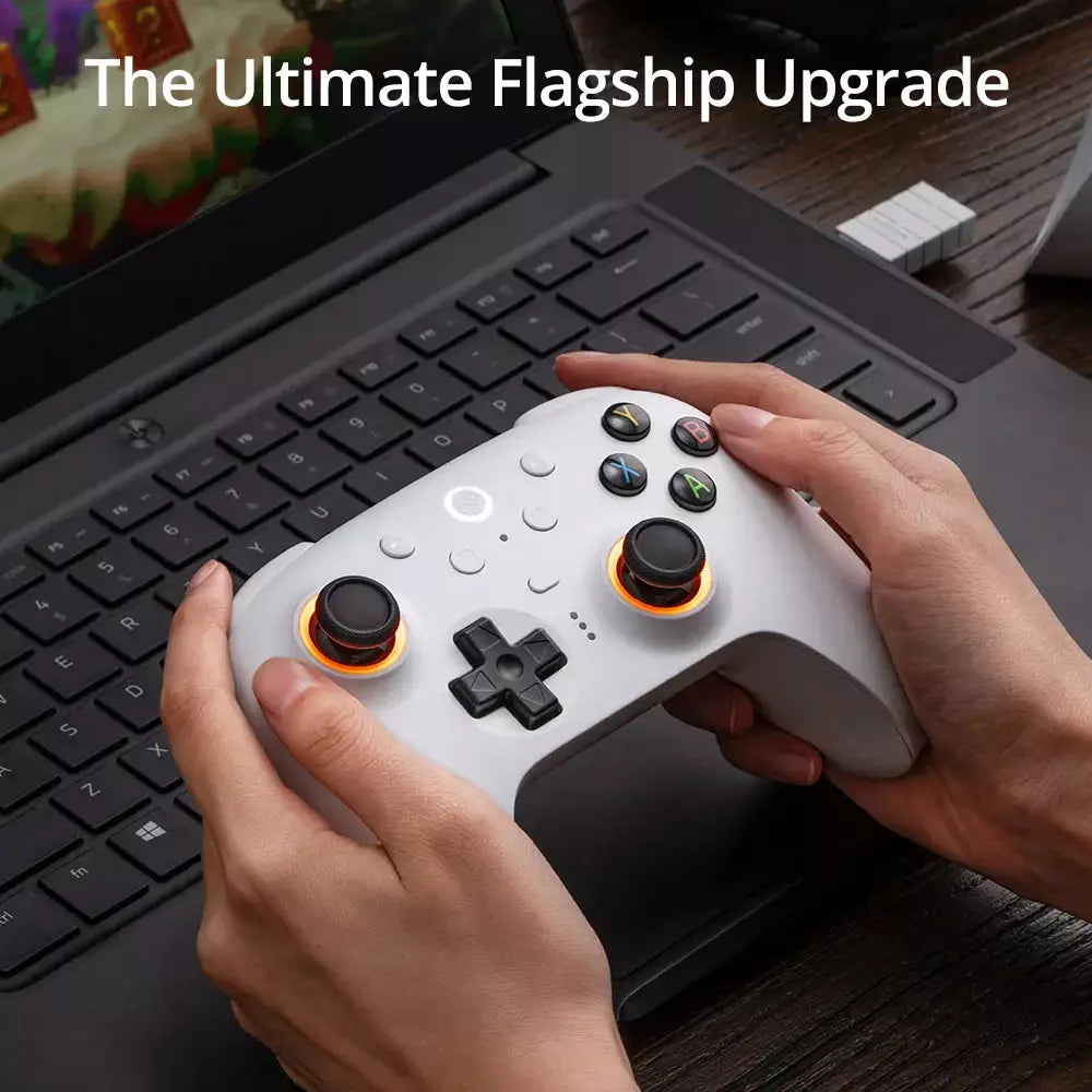 Controlador de jogos sem fio 8BitDo Ultimate 2 para PC e Android com joysticks TMR, gatilhos comutáveis, controle de movimento, 8 velocidades