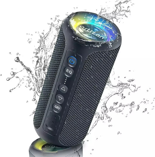 Ortizan X8 Pro Alto-falante Bluetooth portátil com som estéreo de 40 W, graves ricos, IPX7 à prova d'água, 30 horas de reprodução, luzes de cores mistas, 3 EQ