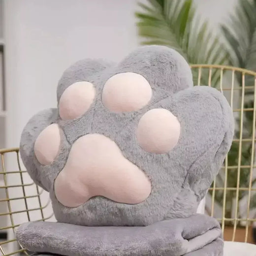 Bonito gato pata dupla finalidade escritório nap mão mais quente travesseiro cobertor do carro calor consolador macio material de pelúcia decoração para casa almofada