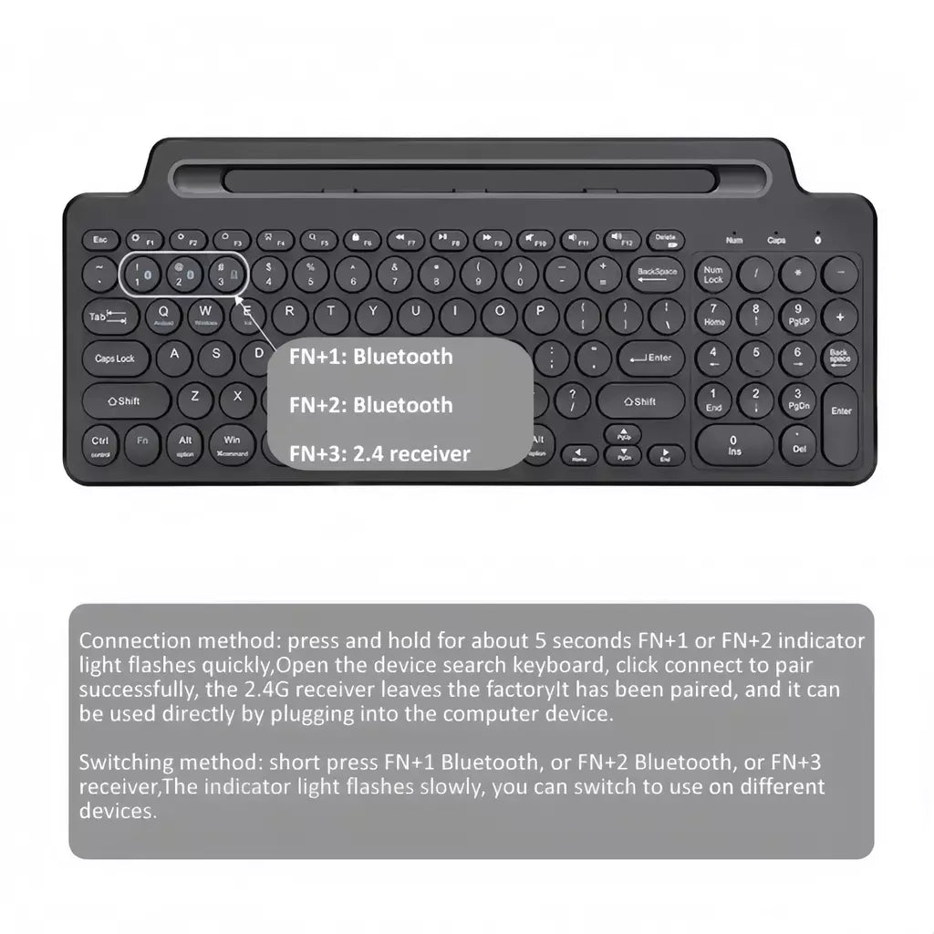 Teclado bluetooth duplo tri-modo bt5.0 3.0 2.4g teclado sem fio com touchpad teclado para jogos com slot para cartão para laptop tablet