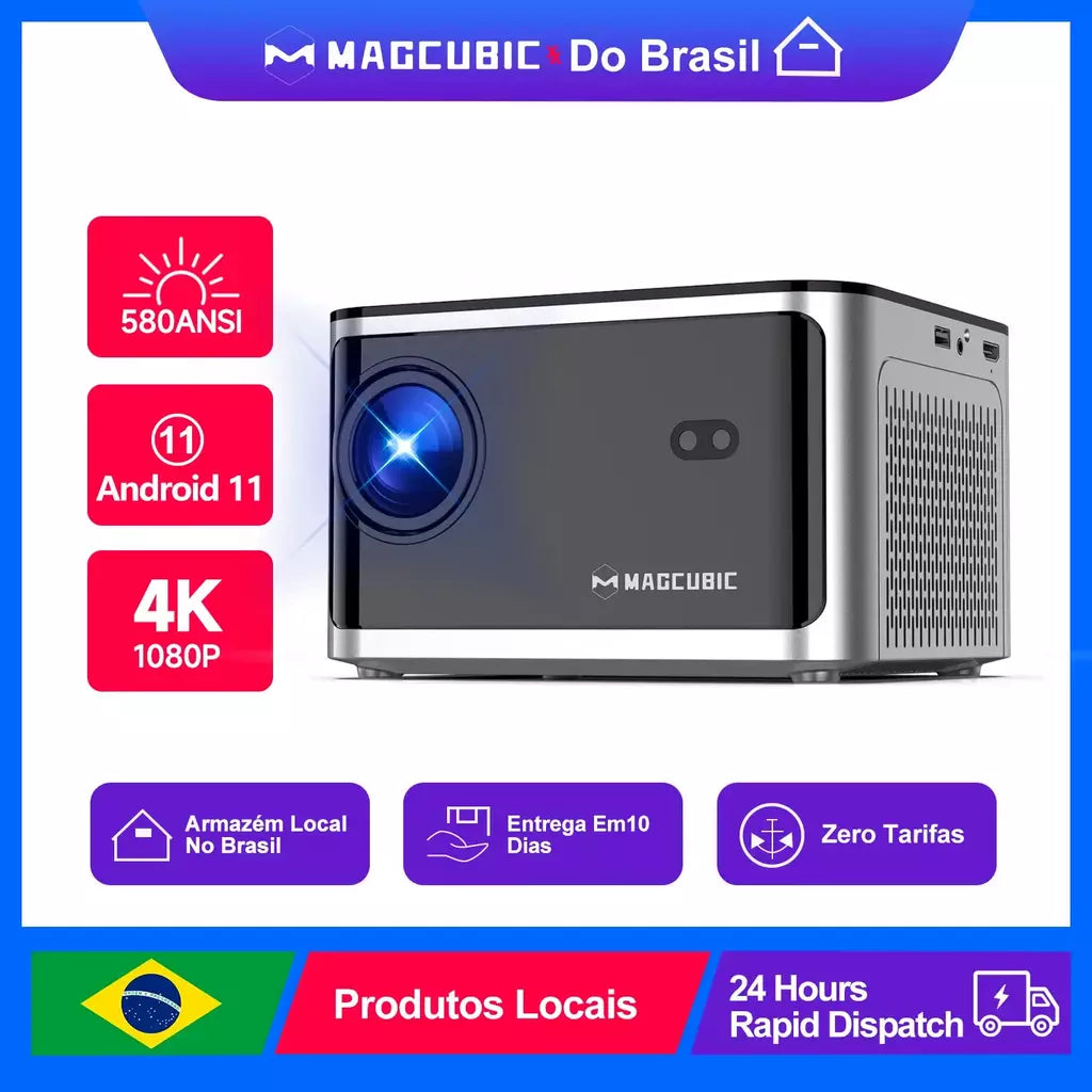 Magcubic foco automático hy350 android 11 4k hd 1920*1080p wifi6 580ansi allwinner h713 32g controle de voz bt5.0 projetor de cinema em casa