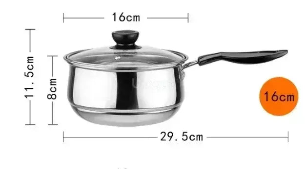 Panela de aço inoxidável com fundo duplo, panela de sopa não magnética, panelas multiuso, panela antiaderente, fogão a gás usado, panela quente