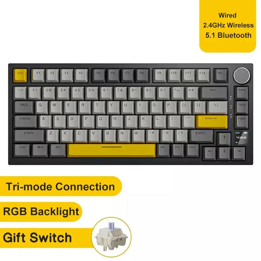 Ajazz ak820/ak820pro teclado mecânico para jogos bluetooth 5.1/sem fio/c-wired teclado personalizado com botão junta de troca quente
