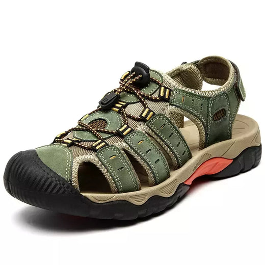 Novas sandálias masculinas de couro genuíno macio sandálias sapatos masculino