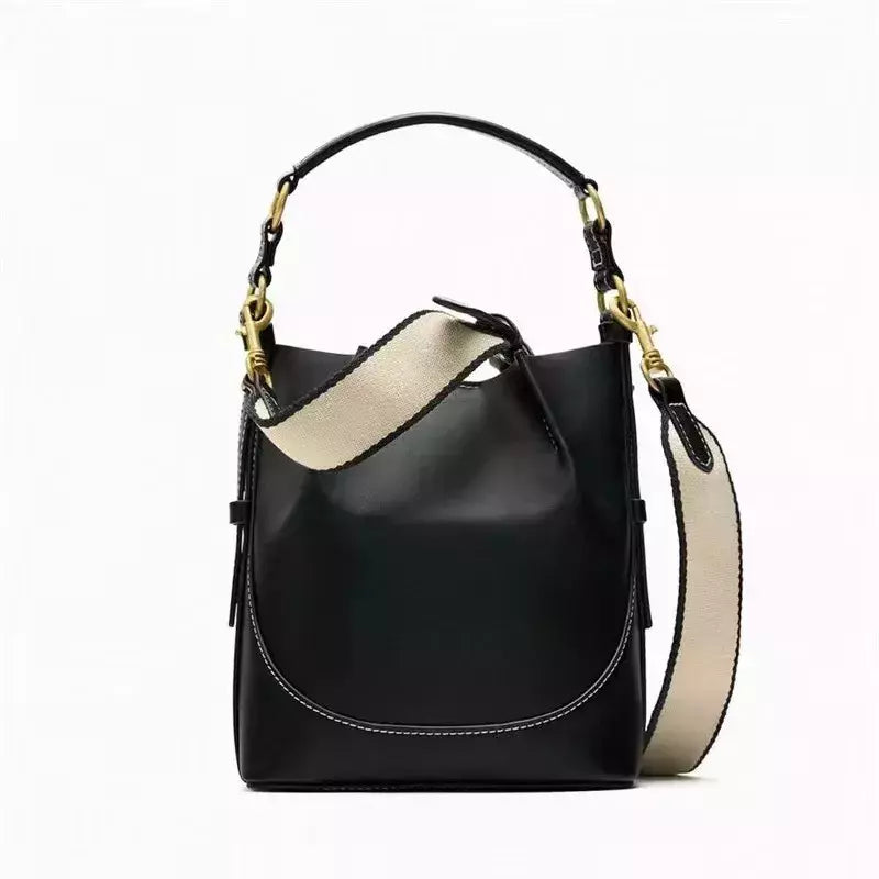 ZA Bolsa de Boca Plissada Marrom para Mulheres, Bolsa de Balde de Transporte, Al