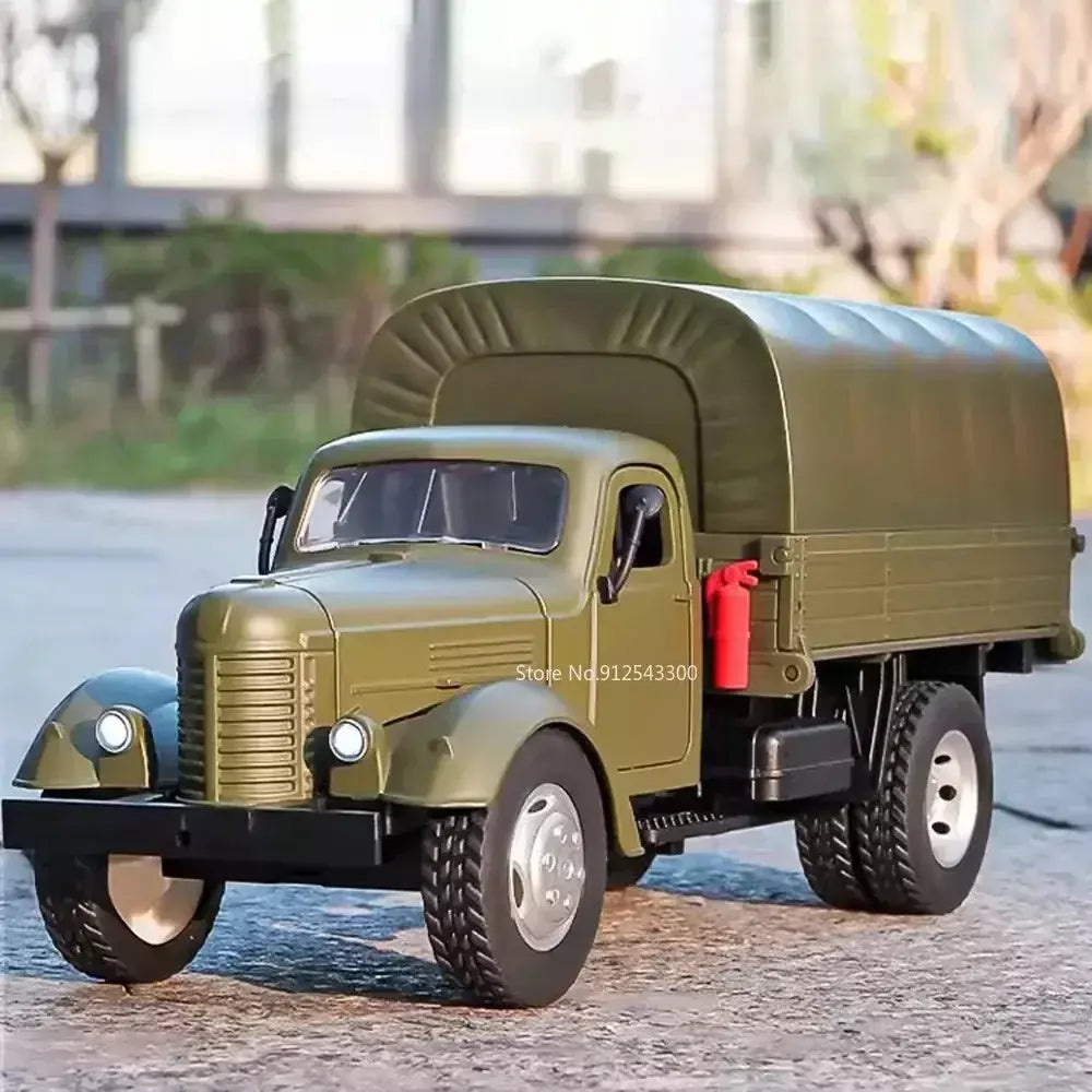1:24 ca10 caminhão vintage modelo de carro blindado brinquedo liga diecast militar transportadora veículos modelos som luz crianças presentes