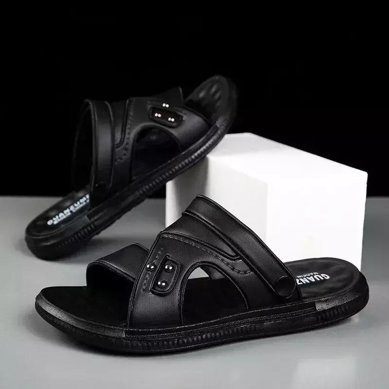 Sandálias de couro confortáveis masculinas, sapatos ao ar livre, marca original, tendência adulta, verão, 2024