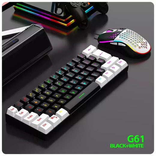 RGB Backlight Wired Mini Teclado Gaming, Ultra Compacto, Impermeável, Pequeno Compacto, 61 Teclas, Fit para PC, Mac Gamers, 60%
