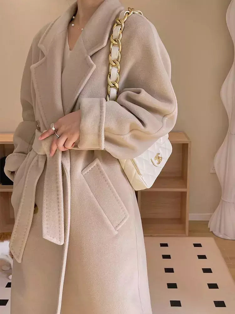 Casaco de Cashmere Camel Classic, casaco de lã de comprimento médio, novo, 101801, outono e inverno