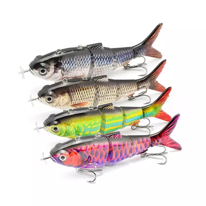 Isca de pesca robótica elétrica automática, isca multiarticulada automática de 4 segmentos, recarregável por usb, acessórios de pesca wobbler