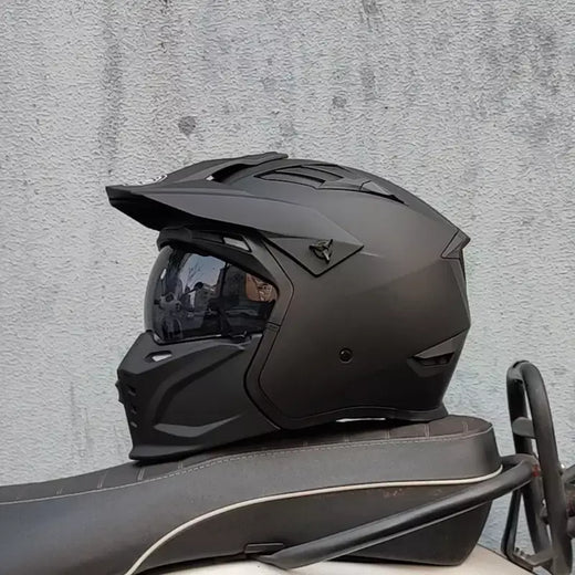 Orz capacete da motocicleta vintage casque moto preto guerreiro combinação capacete completo meio capacete de cruzeiro cascos motorcross