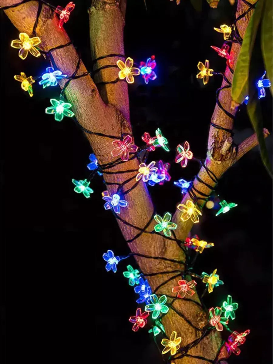 Led solar luzes da corda flor de cerejeira guirlanda luzes ao ar livre solar jardim pátio decoração luzes natal festa de casamento decoração