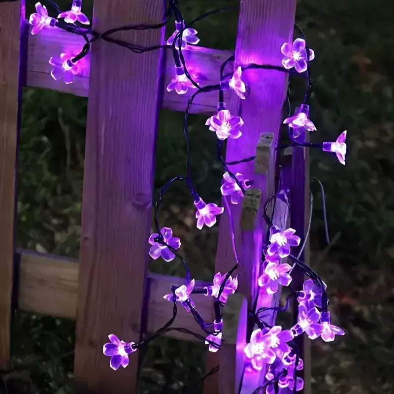 Led solar luzes da corda flor de cerejeira guirlanda luzes ao ar livre solar jardim pátio decoração luzes natal festa de casamento decoração