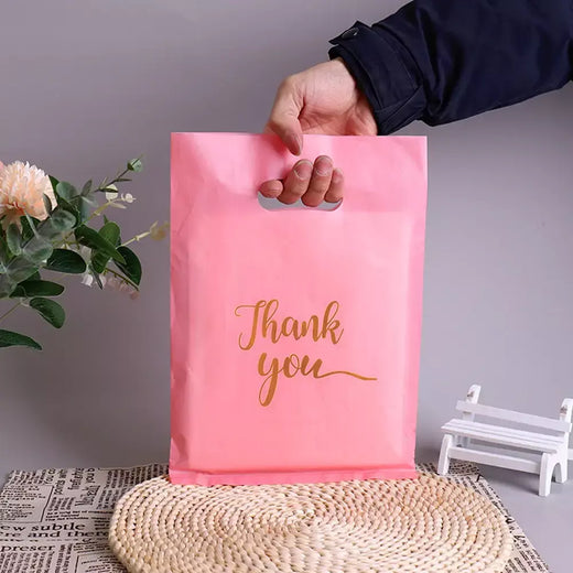 100/50/10 pçs obrigado sacos de presente casamento aniversário convidado presente envoltório sacos de loja de plástico pequenas empresas doces pastelaria loja embalagem
