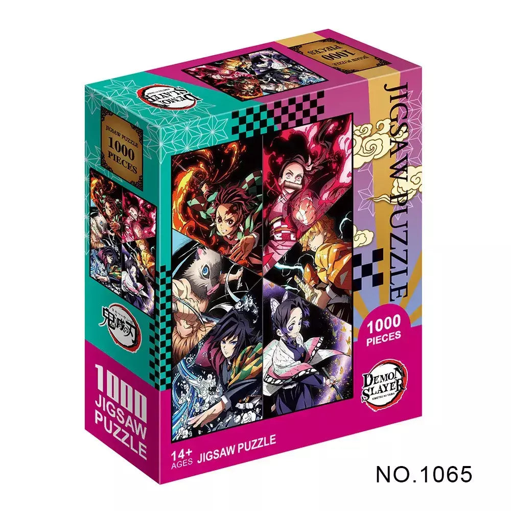 500/1000 peças quebra-cabeças para adultos demon slayer anime japonês série kimetsu dos desenhos animados crianças brinquedos educativos iluminar presentes