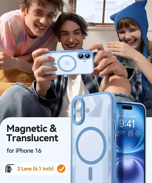 Magnético de luxo fosco translúcido armadura à prova de choque caso para iphone 16 15 14 13 12 11 pro max plus magsafe carga sem fio capa