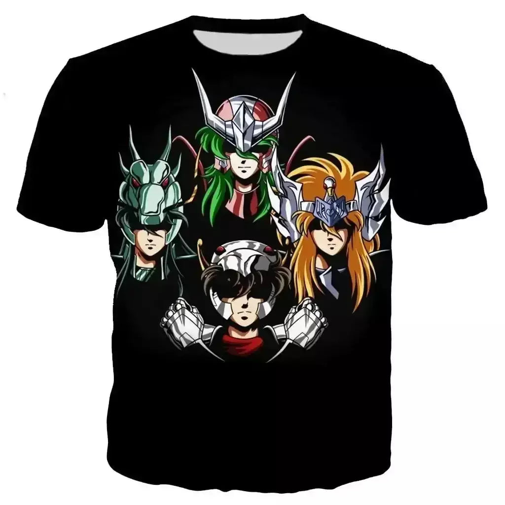 Saint seiya t camisa masculina moda camisetas crianças hip hop topos camisetas anime impressão 3d camiseta masculina de verão gráfico topos meninos t