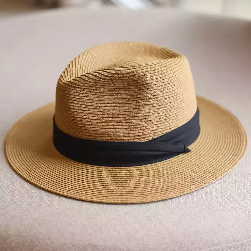 Chapéu de palha panaman cabeça grande masculino, chapéu de tecido dobrável, chapéu top jazz, proteção solar, sombreamento solar, tamanho grande, 63cm