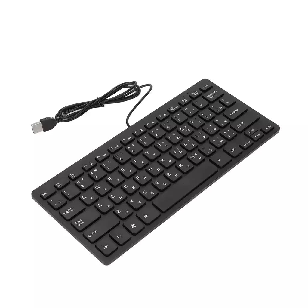 Fino USB Wired Teclado de computador Desktop, 78 Teclas, Alemão, Russo, Francês, Pequeno Idioma, Casa, PC, Laptop
