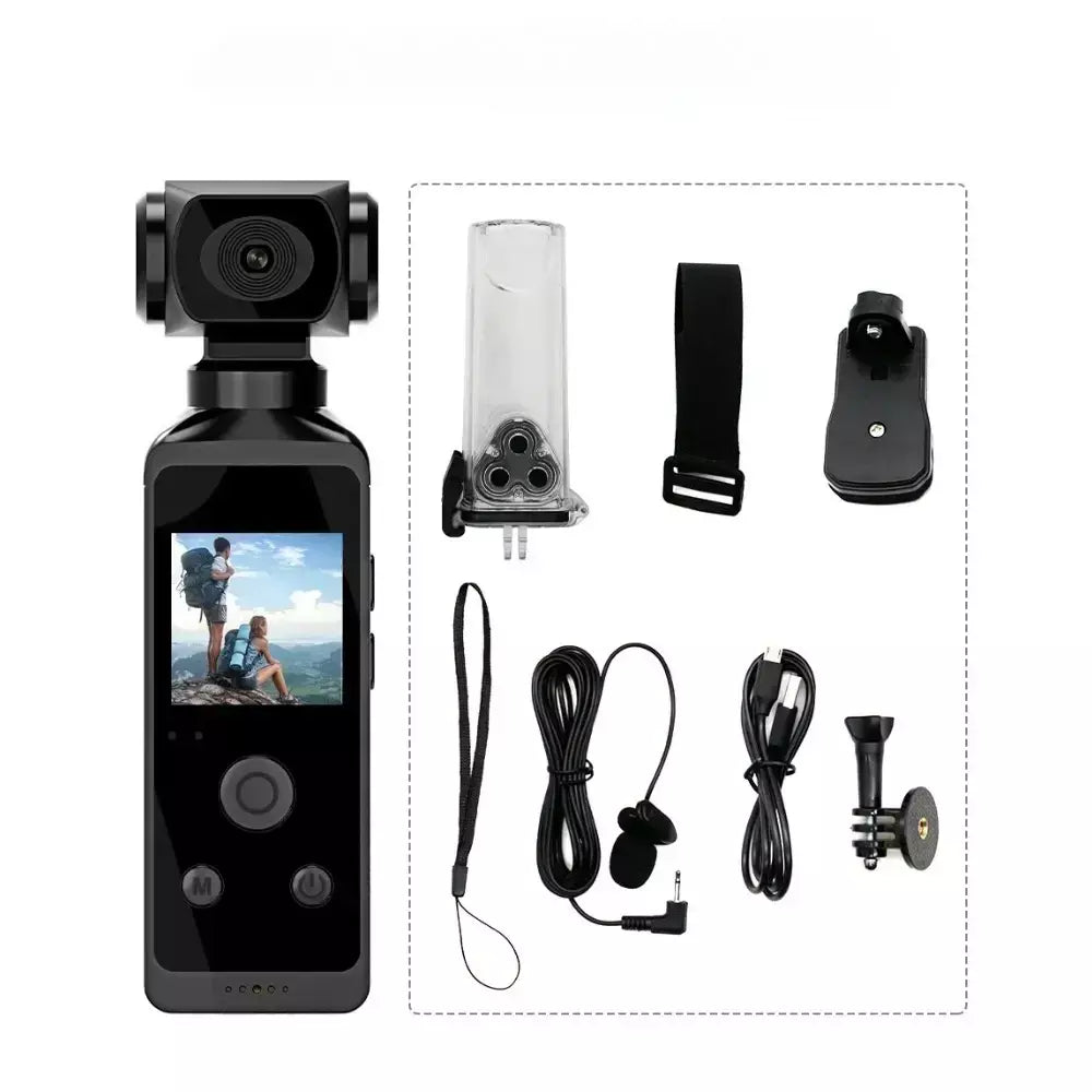 Câmera de ação à prova d'água 5K Ultra HD 270 ° Câmera esportiva wi-fi rotativa com estojo à prova d'água para mergulho, montanhismo e ciclismo