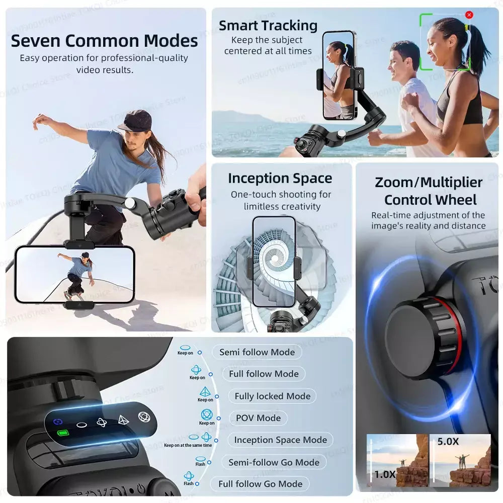 M02 novo estabilizador gimbal portátil de 3 eixos para smartphone com controle remoto sem fio para iphone android telefone rastreamento facial tiktok vlog
