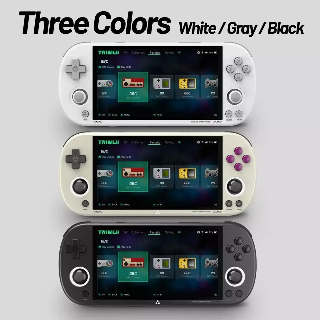 Trimui Smart Pro Console de jogos portátil 4.96 ''tela IPS Sistema Linux Joystick Iluminação RGB Smartpro Retro Video Game Player Presente