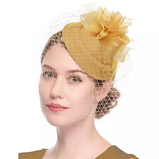 Vintage Fascinator Chapéus para Mulheres, Kentucky Derby, Véu De Flor, Grampo De Cabelo, Festa De Chá De Casamento, Chapéu Pillbox, 20s, 50s